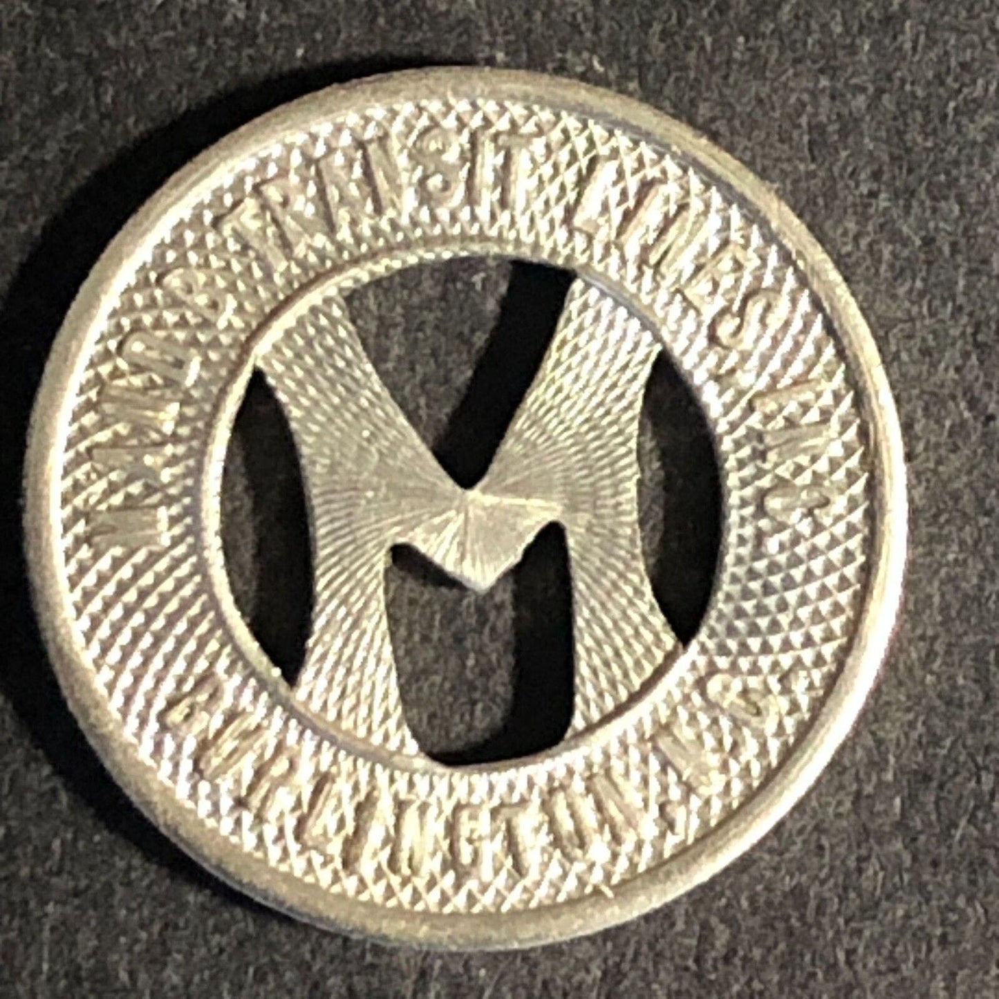 M and B Transit Lines Burlington NC Brass G/F One Fare Transit Token - 16mm