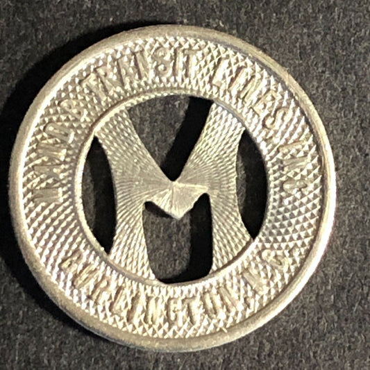 M and B Transit Lines Burlington NC Brass G/F One Fare Transit Token - 16mm