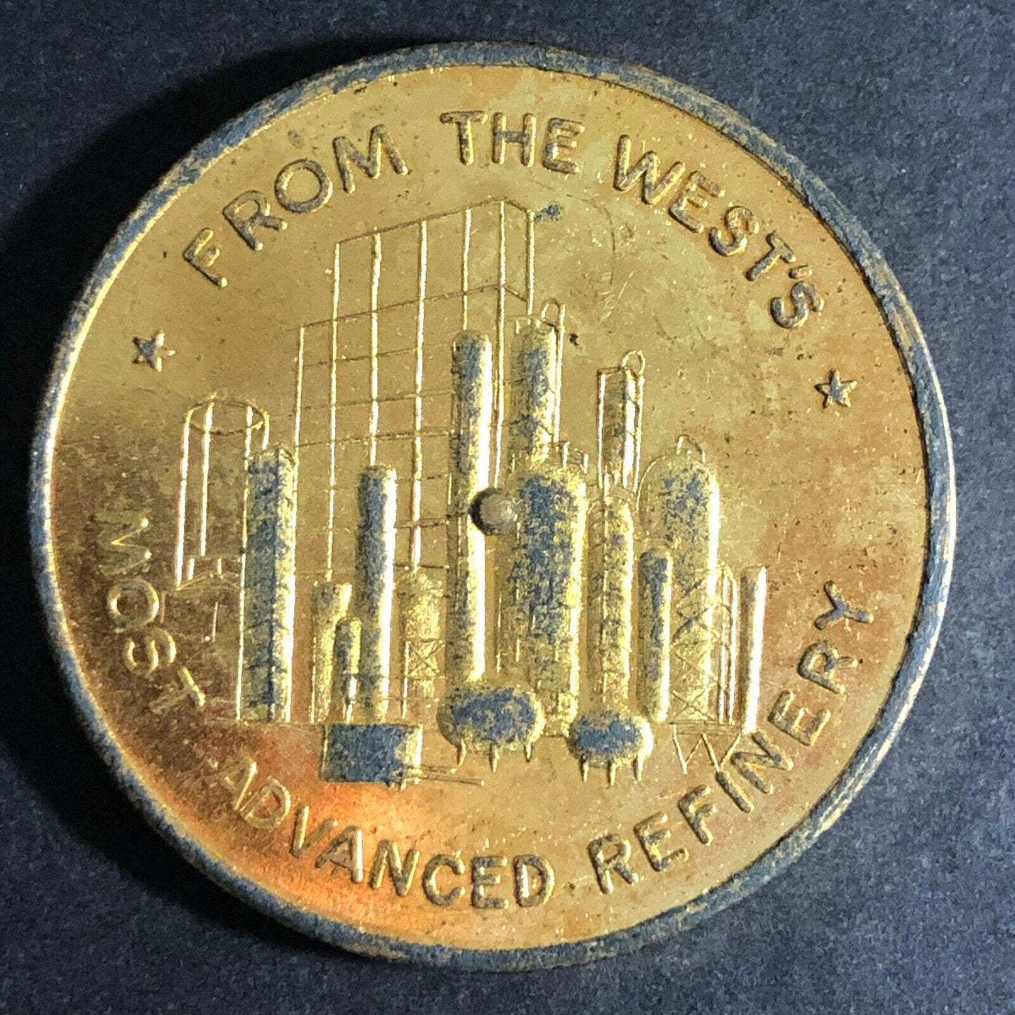 Vintage 38mm c1940's "New Richfield Ethyl" - Brass Spinner Token