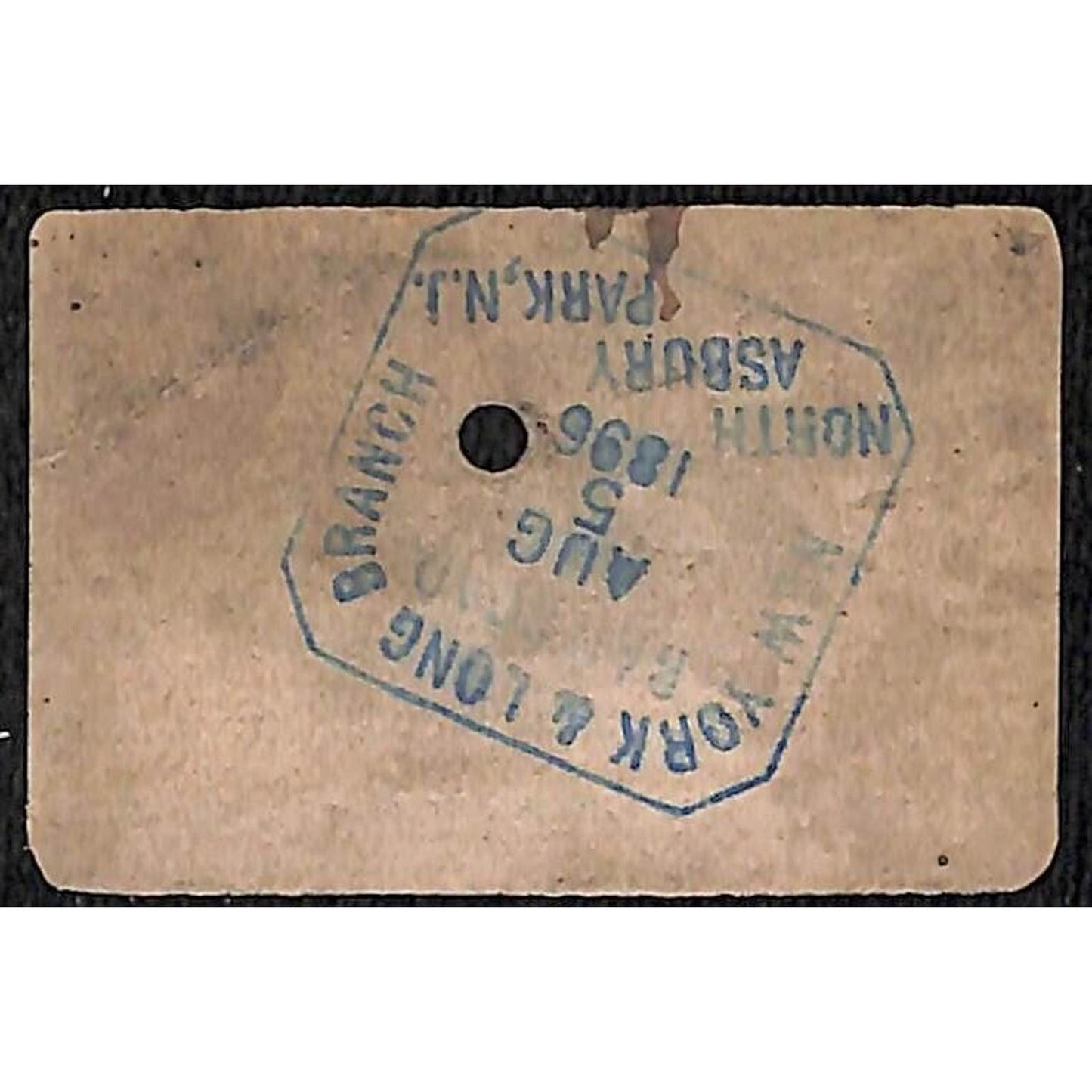 New York & Long Branch Railroad 1896 Ticket North Asbury Park #7503
