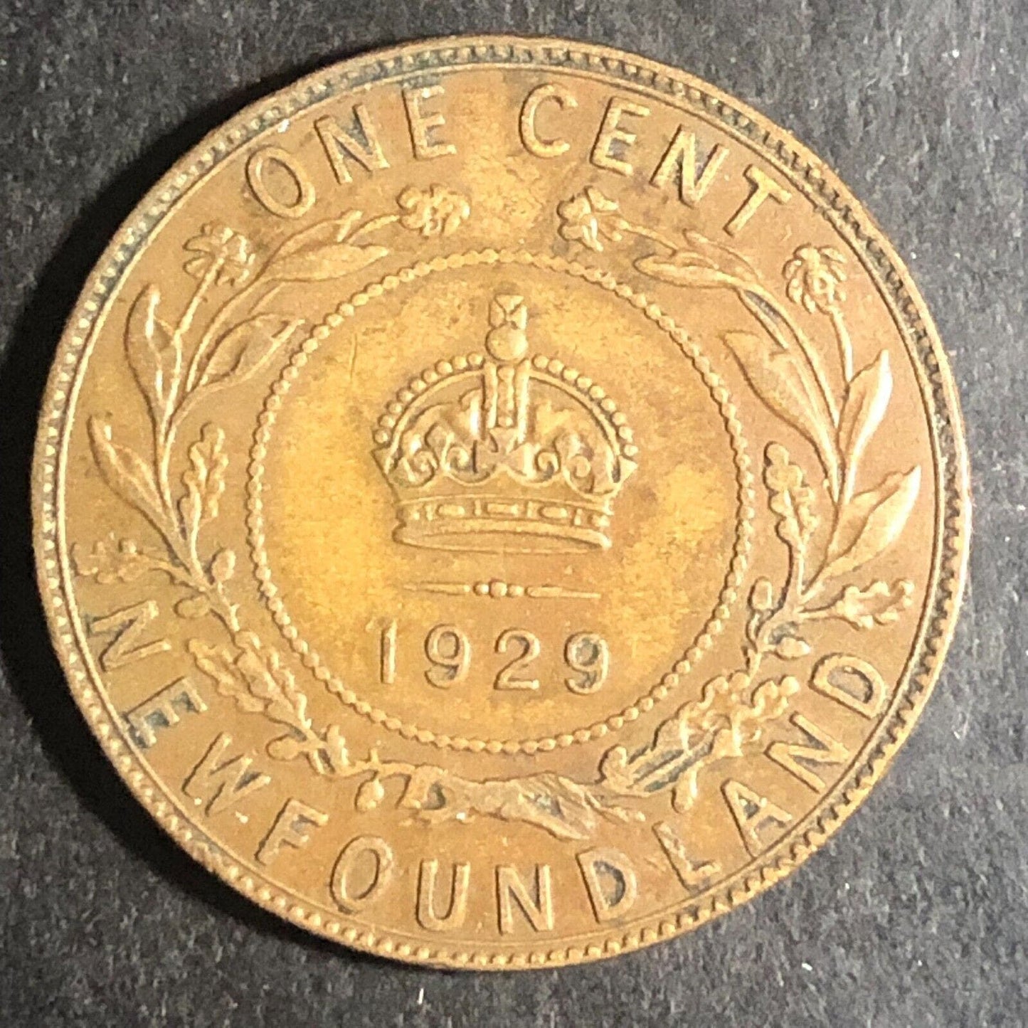 King George V 1929 Newfoundland Large One Cent Coin 25mm