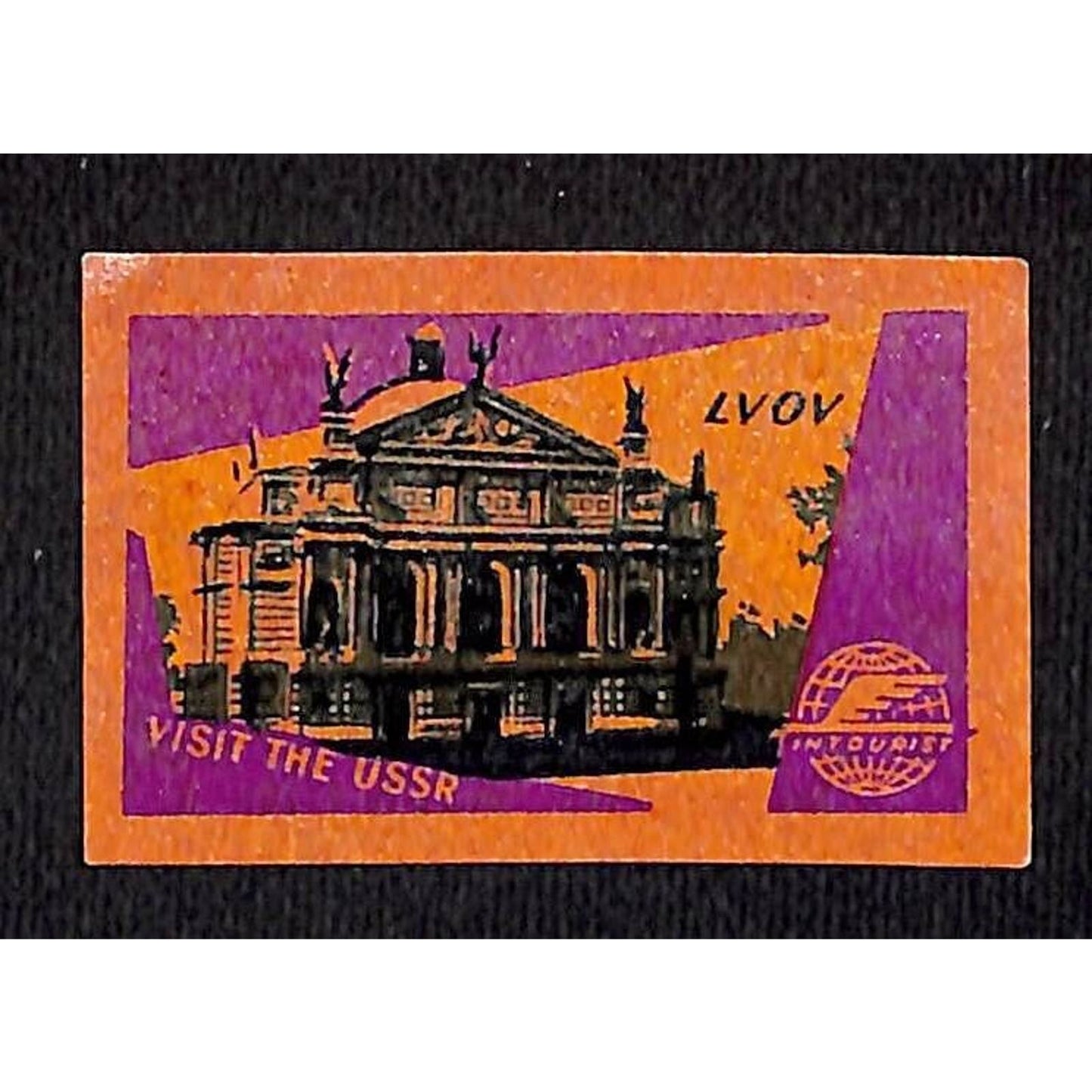 Vintage Matchbox Label Intourist Visit the USSR Lvov - c1955-65