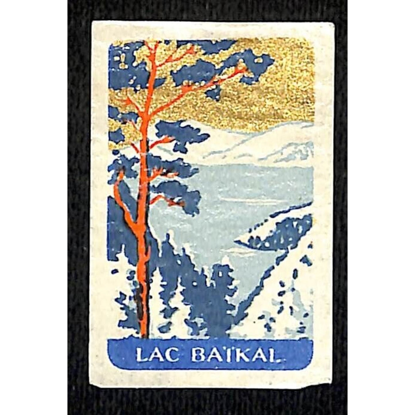 Vintage Matchbox Label Russian USSR "Lake Baikal" c1950's-60's
