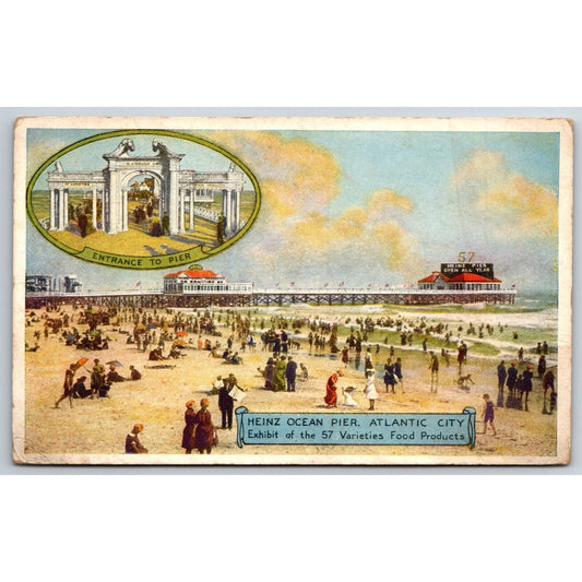 Heinz Ocean Pier View From the Beach Advertising Postcard PM 1920's VGC