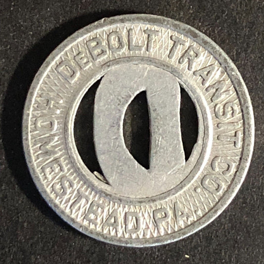 DeBolt Transit Co. Homestead, PA Alum. G/F One Fare Token c1954 19mm