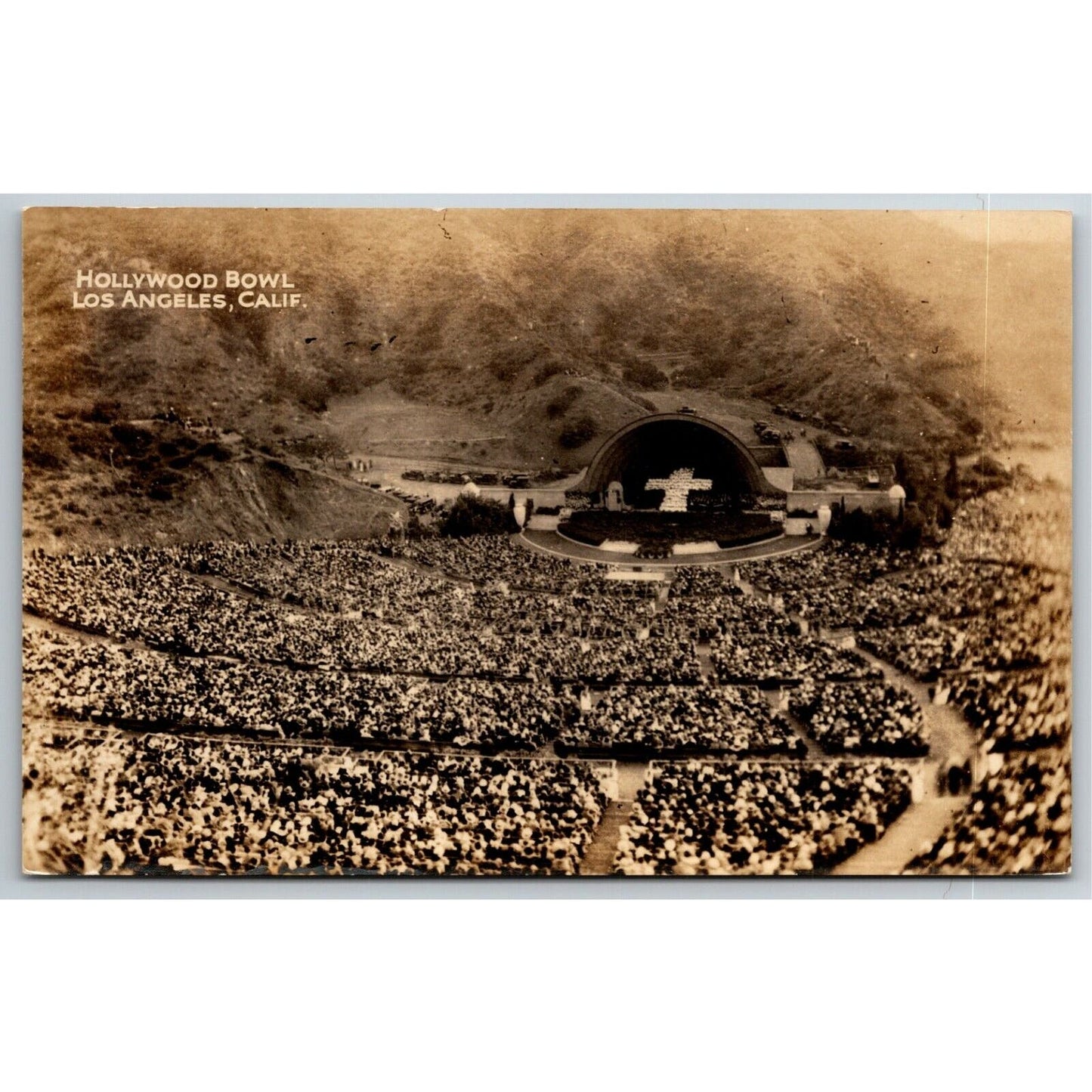 Vintage c1935 RPPC Postcard -- Hollywood Bowl, Los Angeles, Cal