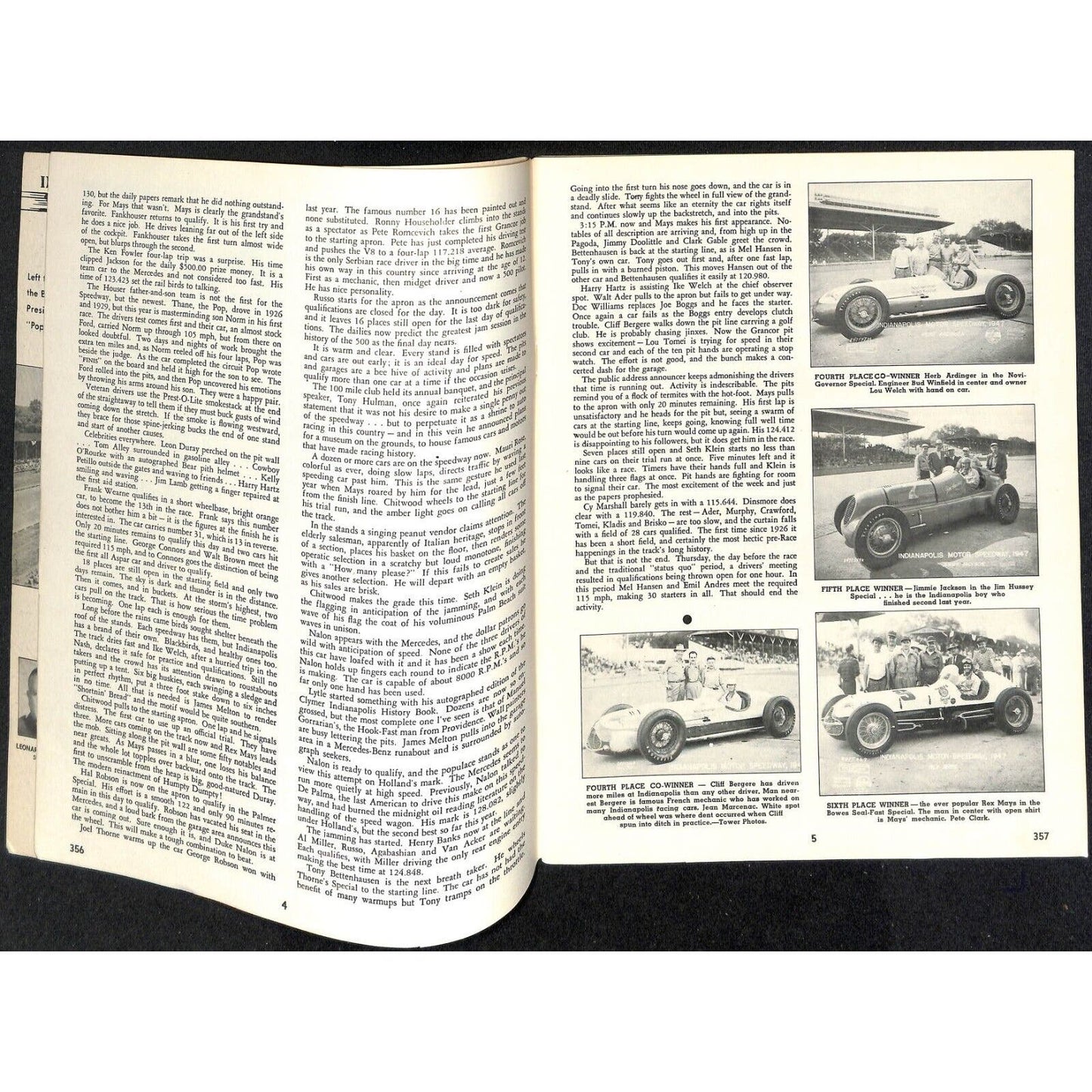1947 Indy 500 Floyd Clymer's Indianapolis Race History IMS 55pp - VGC
