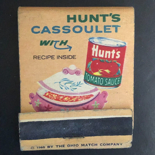 Hunt's Tomato Sauce Cassoulet Recipe Full Matchbook c1960's