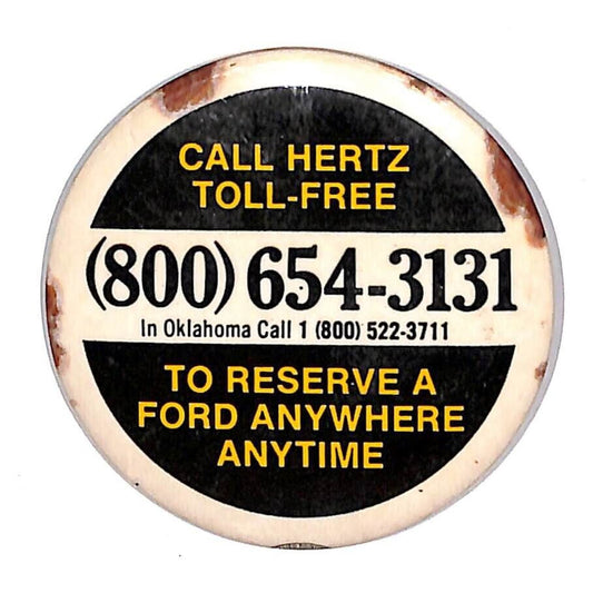 Hertz Car Rental Steel Pinback Button c1970's-80's