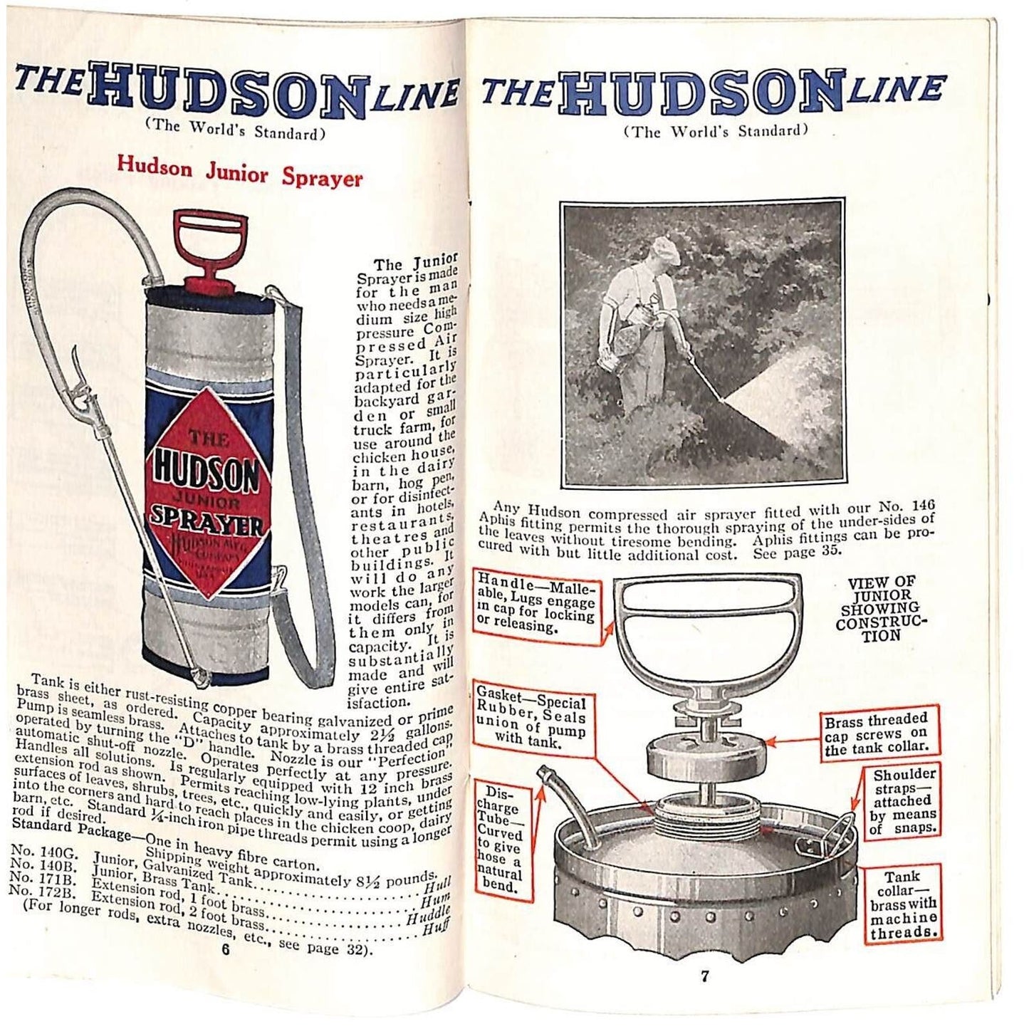 Hudson Sprayers Catalog Booklet 1926 44pp Illustrations Prices Part Nos. Scarce