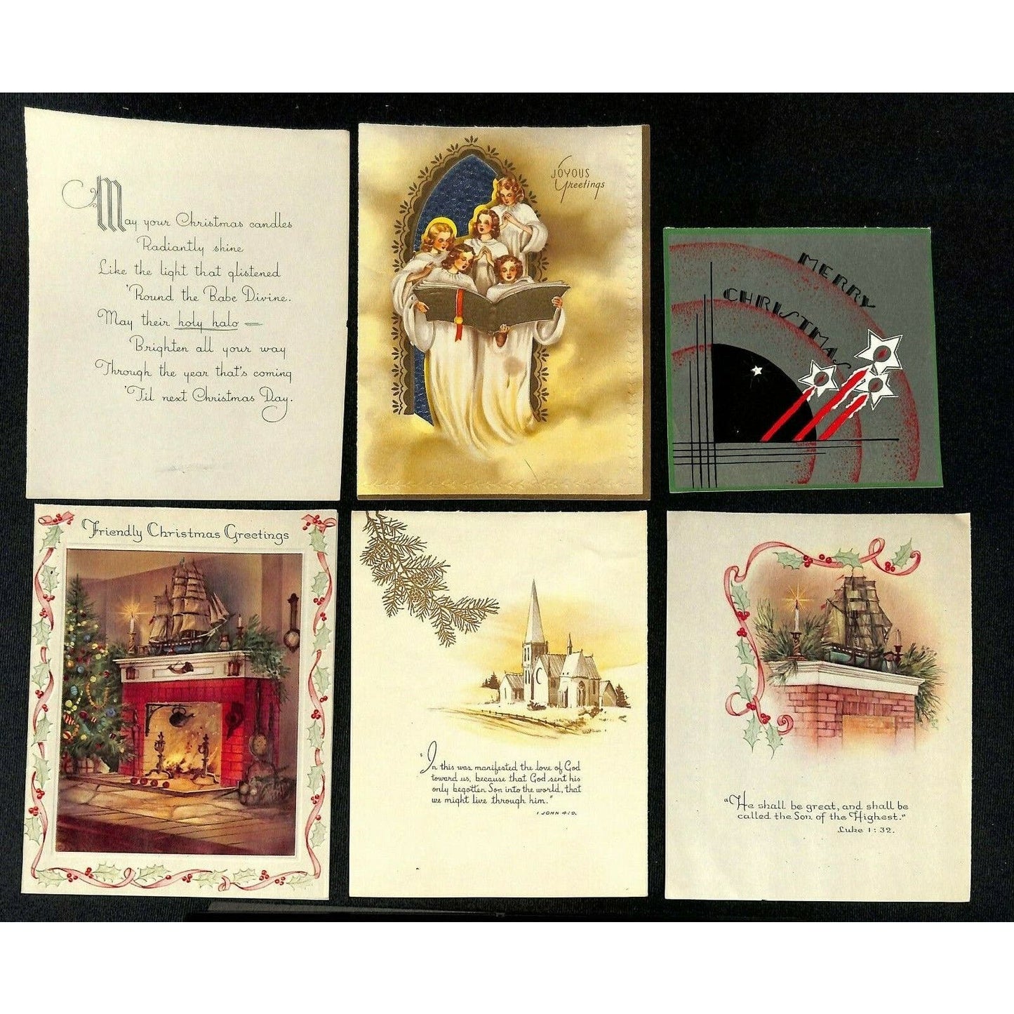 Group of 27 Vintage c1930's-50's Mostly Christmas Cards & Single Sheet Art