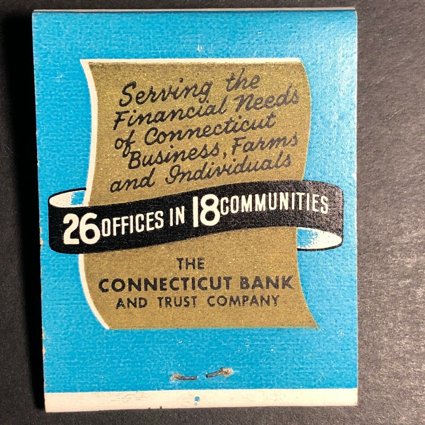 1950's-60's Full Matchbook "The Connecticut Bank" "26 Offices in 18 Communities"