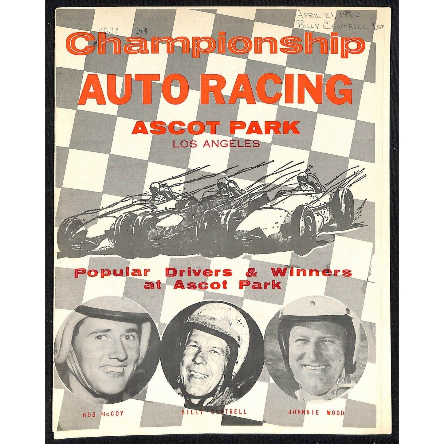 Scarce April 21 1962 CRA Championship Auto Racing Program Ascot Park 14pp.