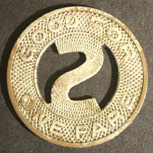 c1942 16mm Sioux City Service Co. G/F One Fare Brass Transit Brass Token - Iowa
