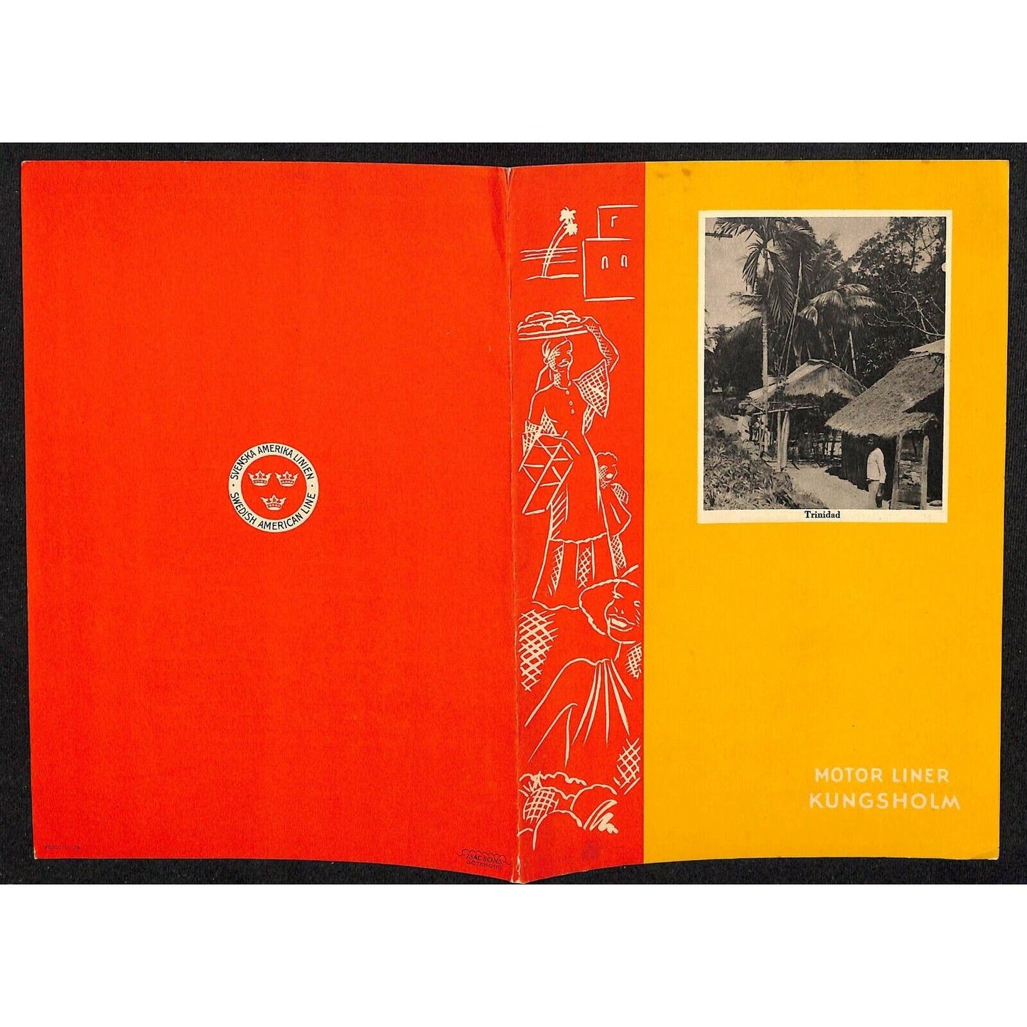 1936 Swedish American Kungsholm Bermuda Cruise Line Dinner Menu Oct 11 VGC