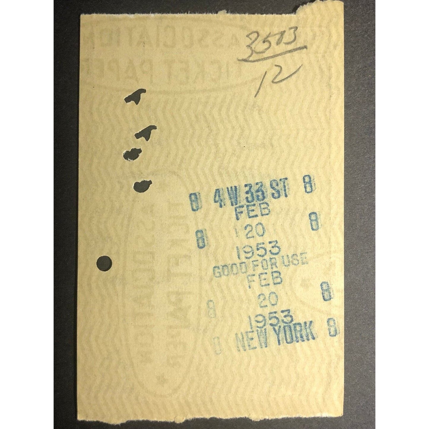 1953 Rutland Railroad / NY Central RR "White Creek to" Check / Ticket #8871