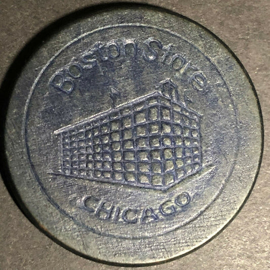 c1910's "Boston Store" Black Fiber / Wood Advertising Poker Chip VGC