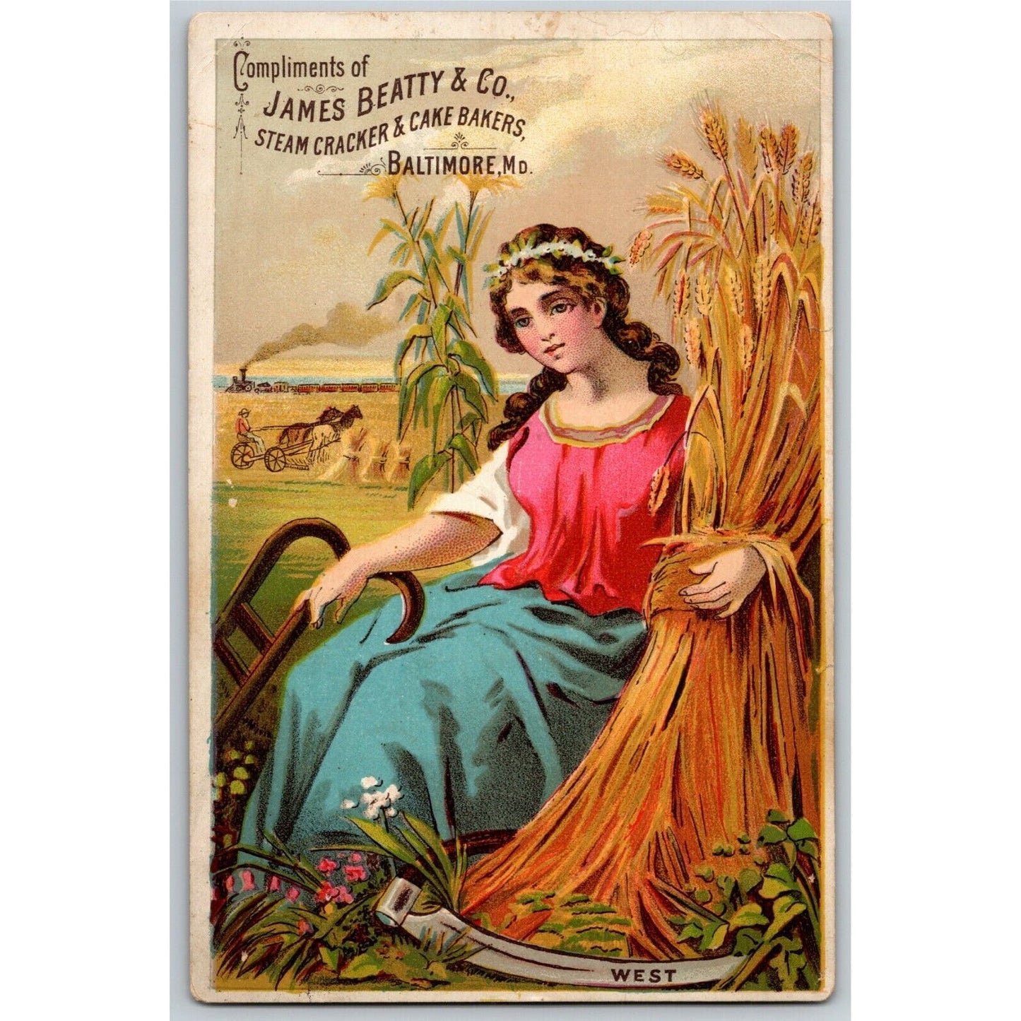 James Beatty Steam Cracker & Cake Bakers Baltimore Large Victorian Trade Card