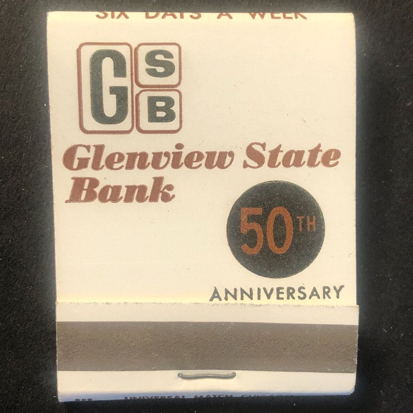 Glenview State Bank 50th Anniversary Vintage Full Matchbook 1971 VGC