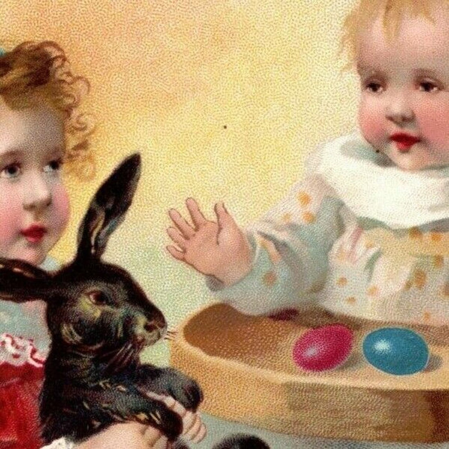 Lion Coffee Infant in High Chair Child with Rabbit Large Victorian Trade Card
