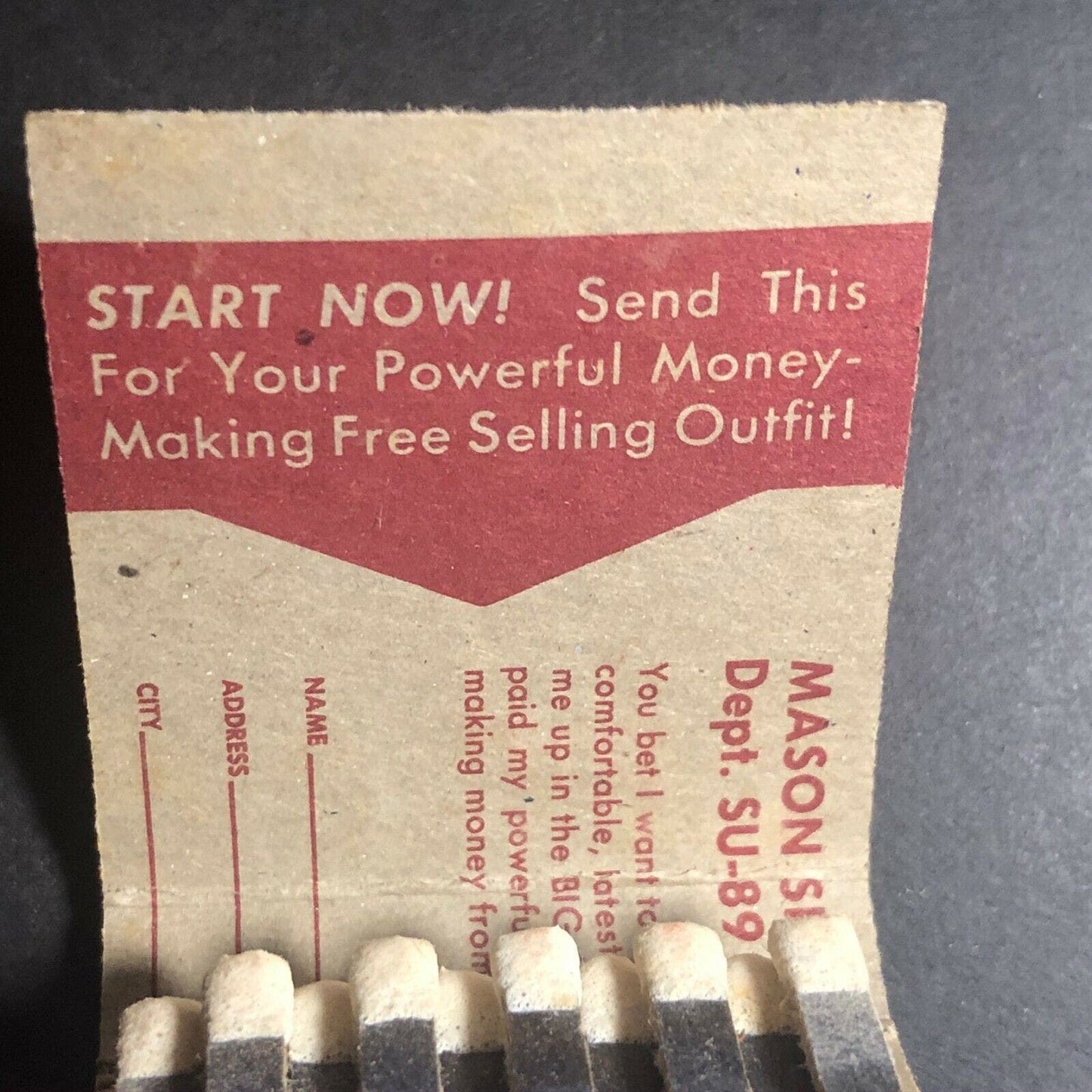 1950's-60's Full Matchbook - "Make $100 a Week - Wearing Shoes We Give You!