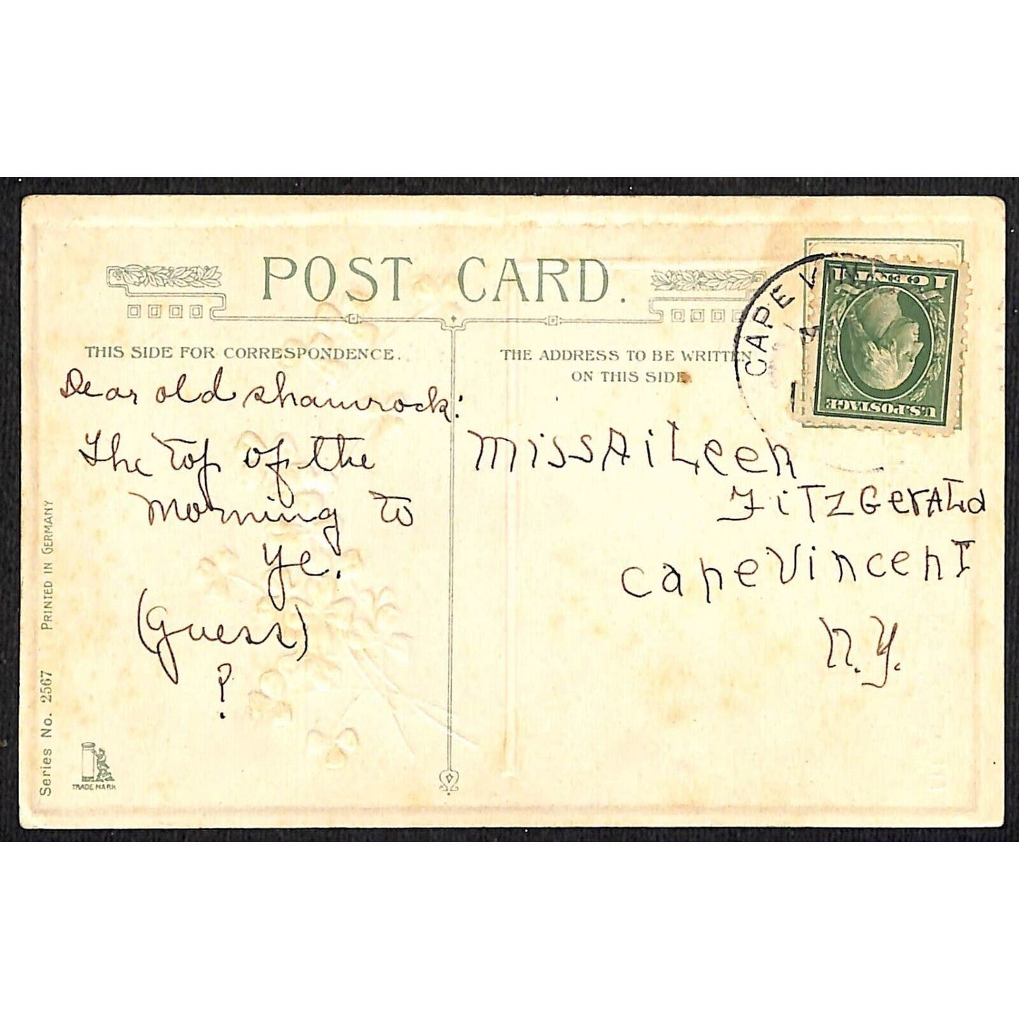Ireland Postcard "Top of the Morning to You" Boat in Pond / Mountain c1910-15
