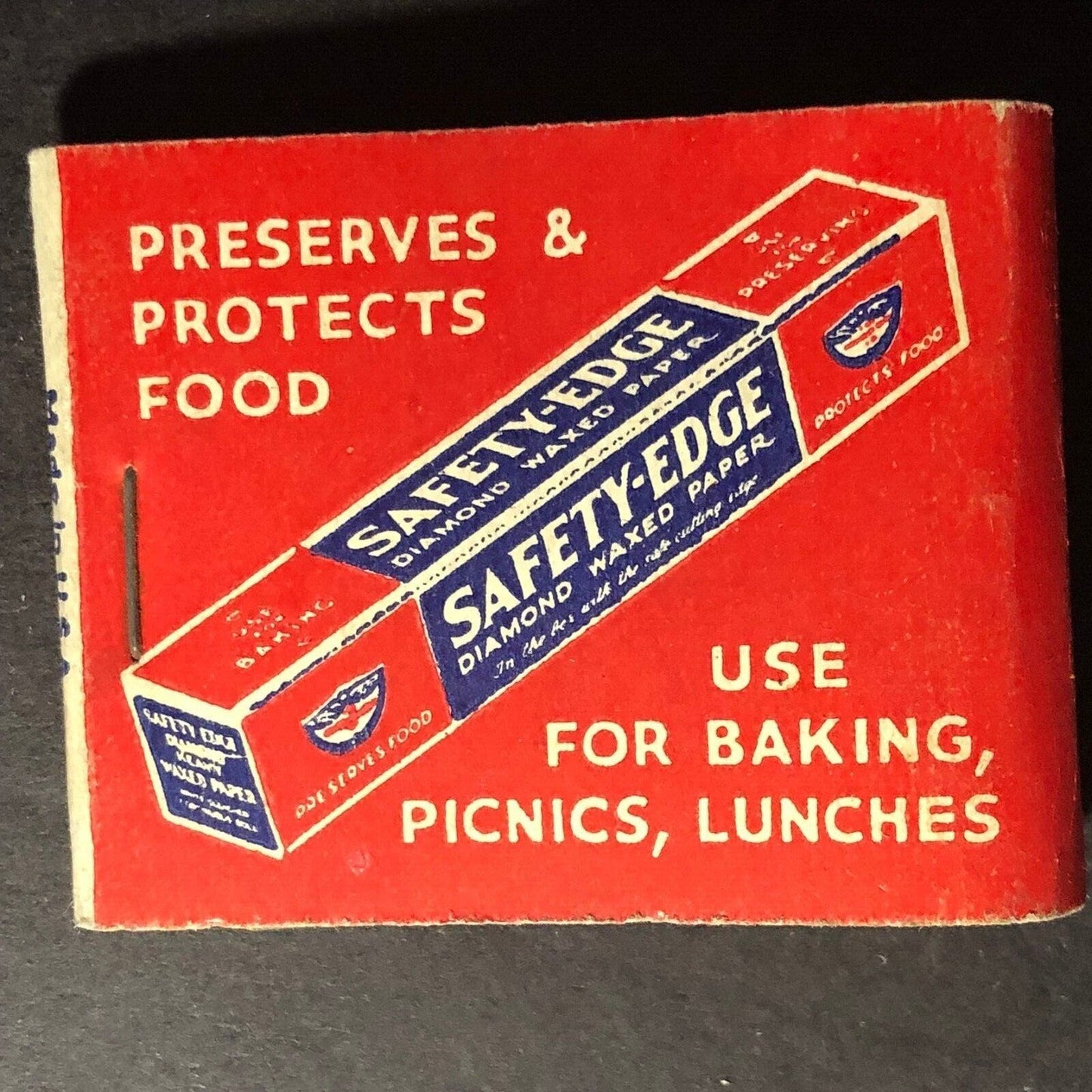 Diamond Match Co. Safety-Edge Waxed Paper Matchbook c1940's Full 20-Str Scarce