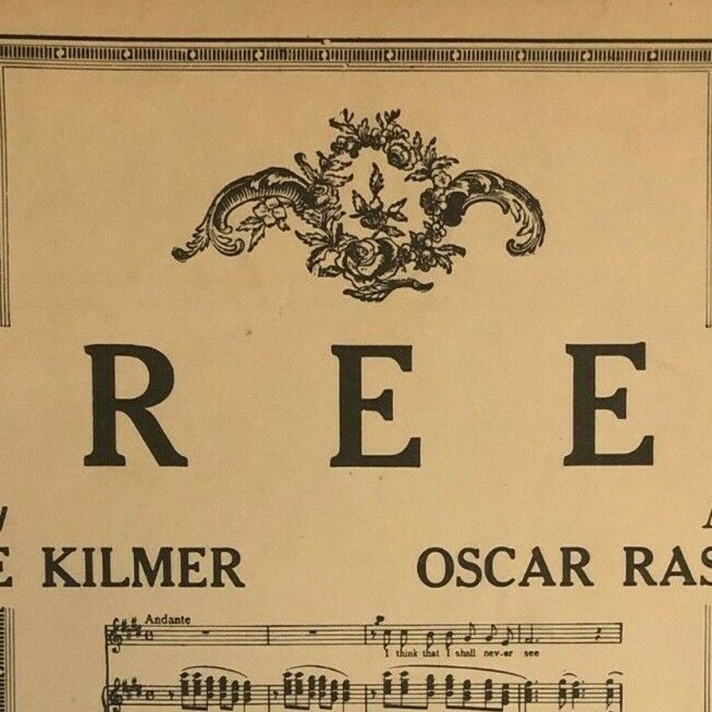 Vintage 1922 Sheet Music "Trees" Joyce Kilmer & Oscar Rasbach