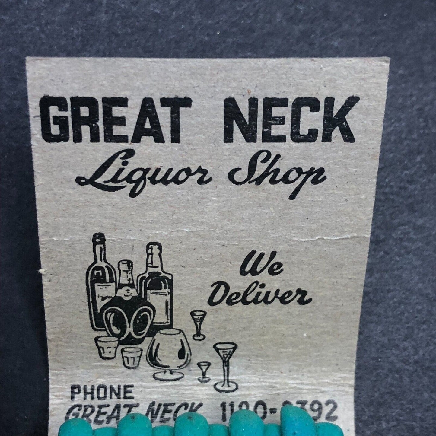 Great Neck Liquor Shop Middle Neck Rd. Full Matchbook c1940's Scarce VGC