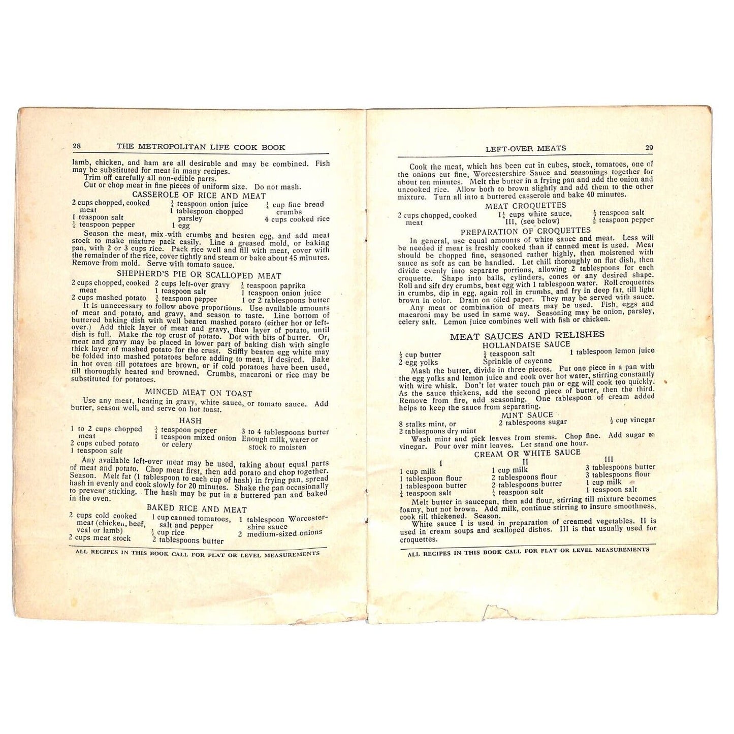 Metropolitan Life Insurance Cook Book 64pp c1930's Missing Cover