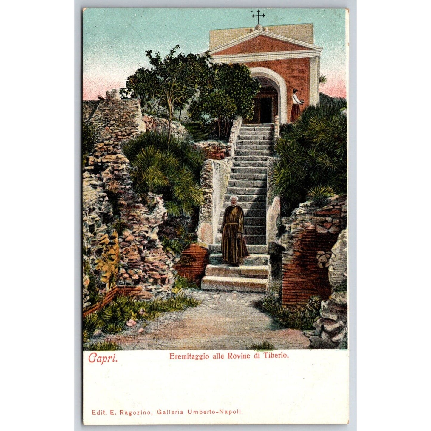 Italian Postcard Capri "Hermitage at the Ruins of Tiberius" c1901-1907 NP