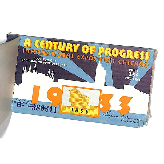 1933 Chicago World's Fair Souvenir Ticket Booklet - w/ 9 Stubs