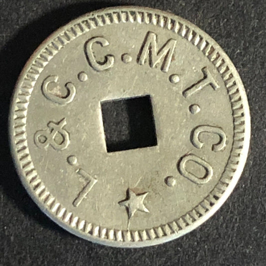 L. & C. C. M. T. Co (Beaver Meadows PA) WM "One Fare Work Token" Scarce 18mm