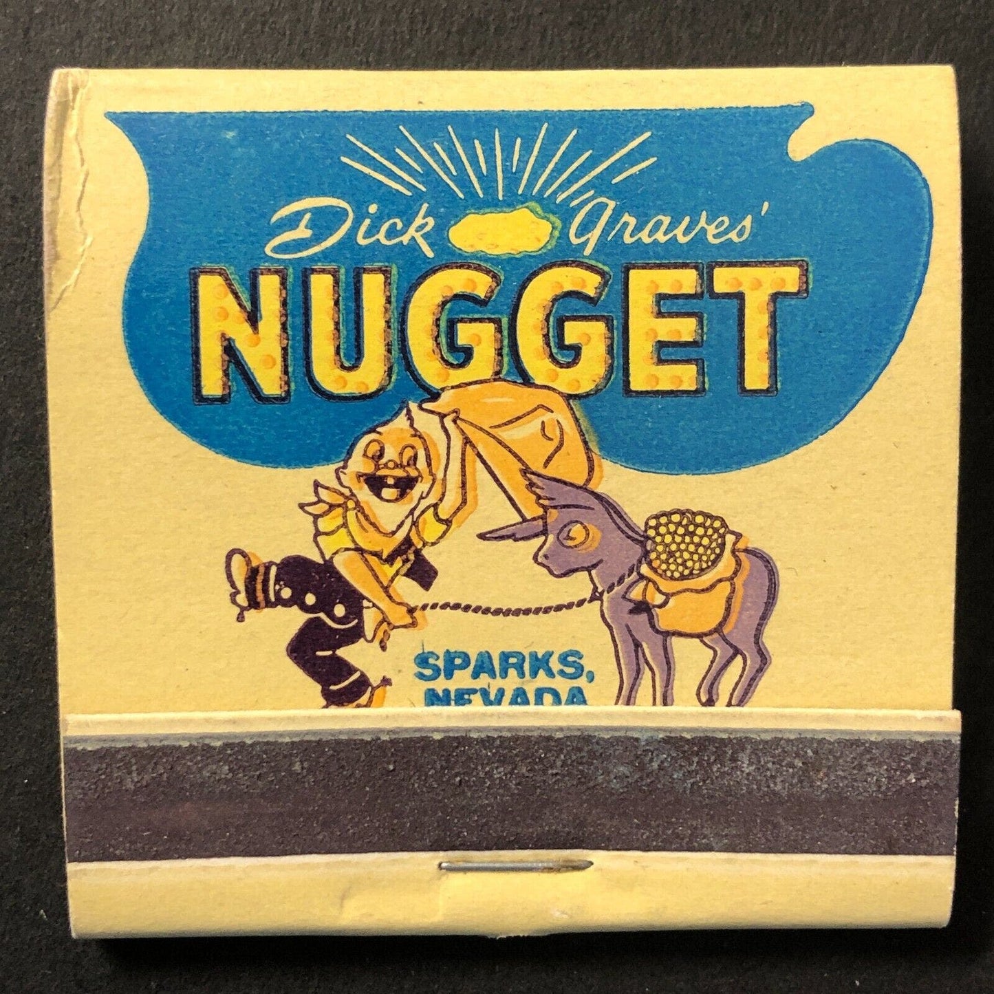 Dick Graves' Nugget Sparks, NV Casino Full Matchbook Cowboy Miner c1950's-60's
