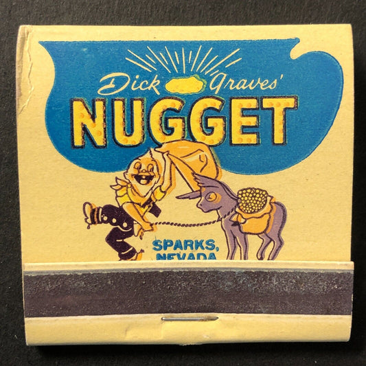 Dick Graves' Nugget Sparks, NV Casino Full Matchbook Cowboy Miner c1950's-60's