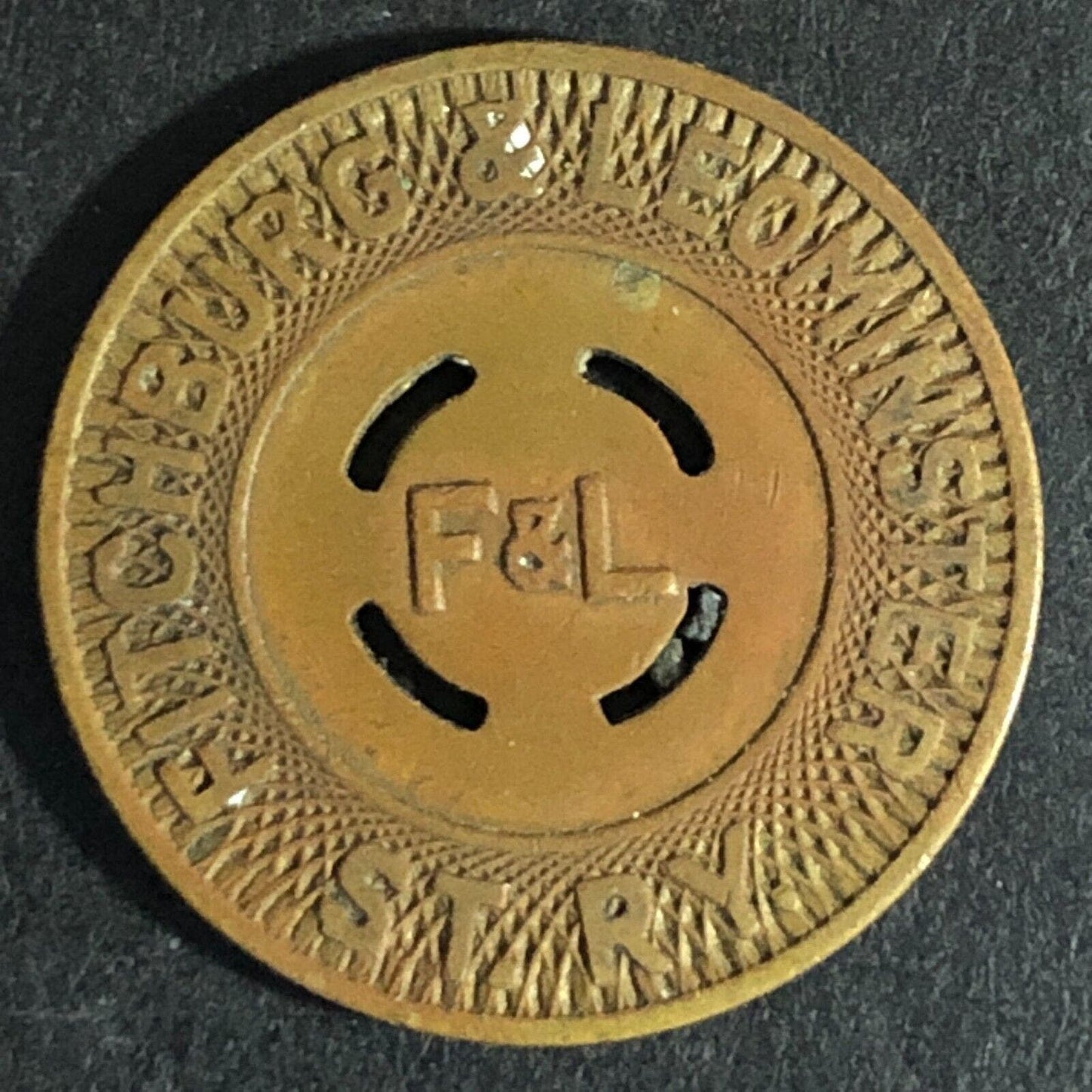 Fitchburg & Leominster St. RY. (MA) Bronze G/F One Fare Transit Token c1951 23mm