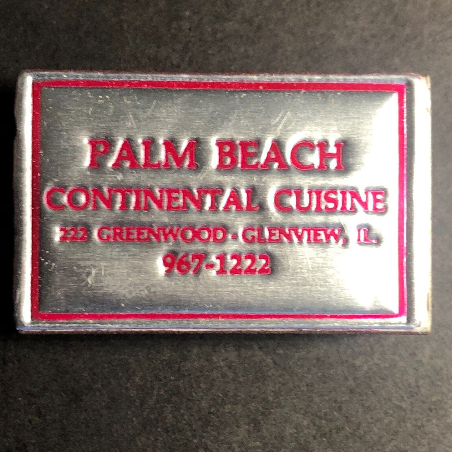 Glenview, IL Palm Beach Continental Cuisine Foil Top Matchbox c1960's-70's