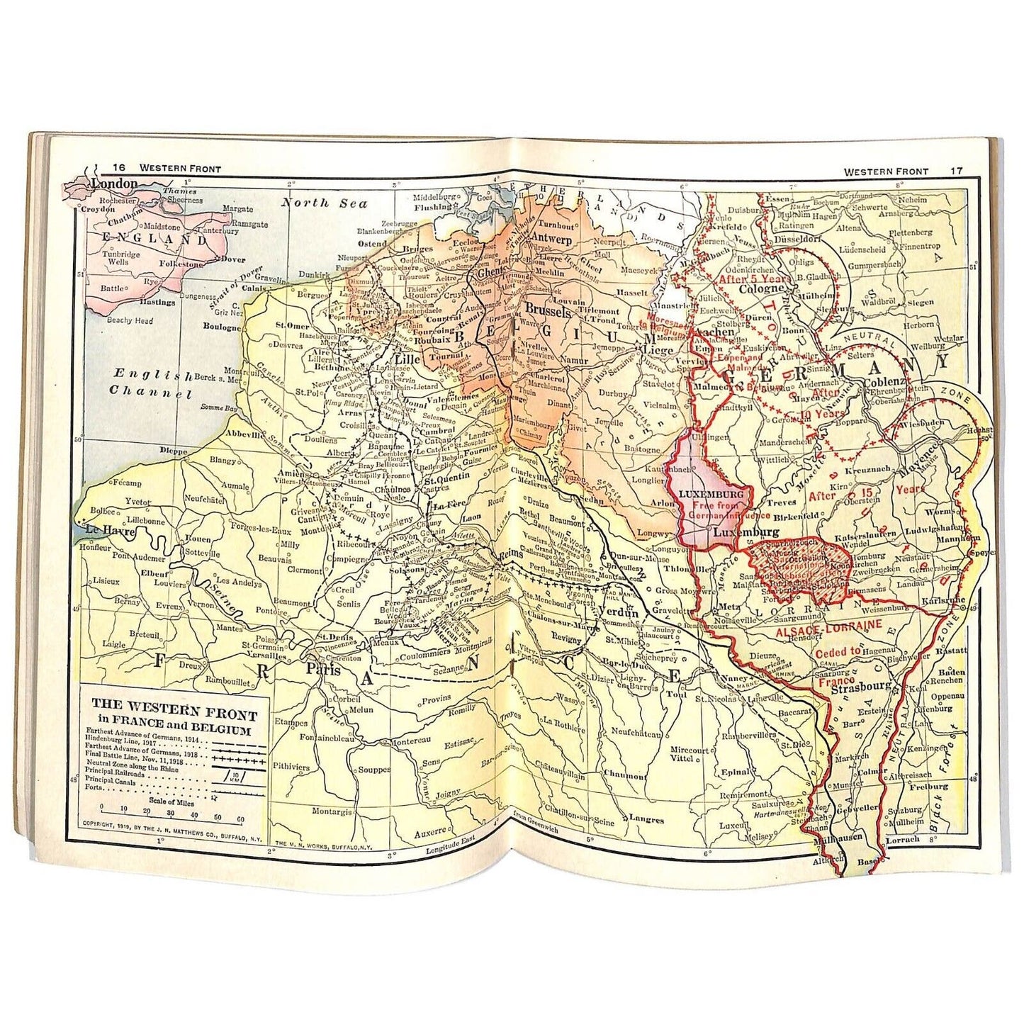 Lovell's "A New Atlas of the World" WWI c1919 SC Book 32pp Maps+++Text pp.