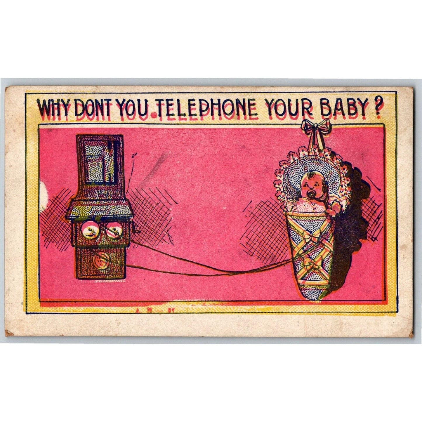 "Why Don't You Telephone Your Baby" c1905 Undivided NP Comic Humor Postcard