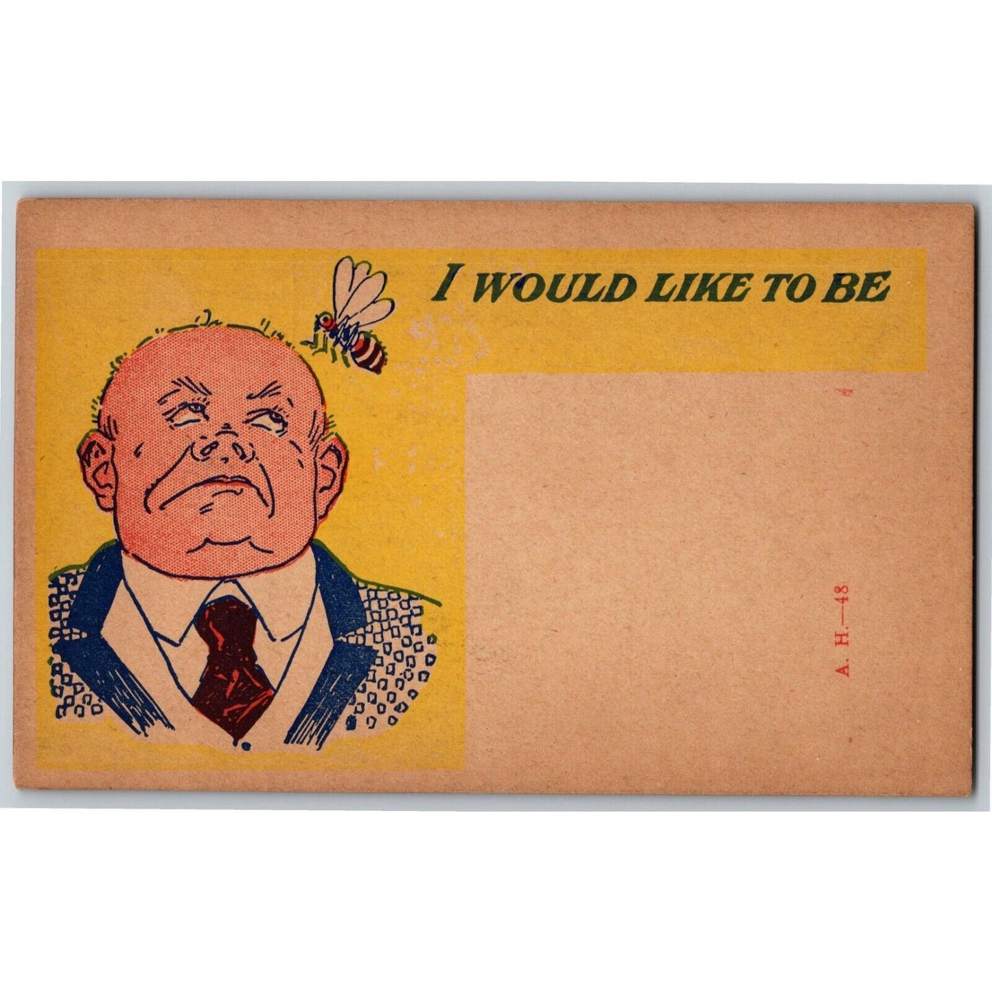 "I Would Like To Be (Bee)" c1905 Undivided NP Comic Humor Postcard