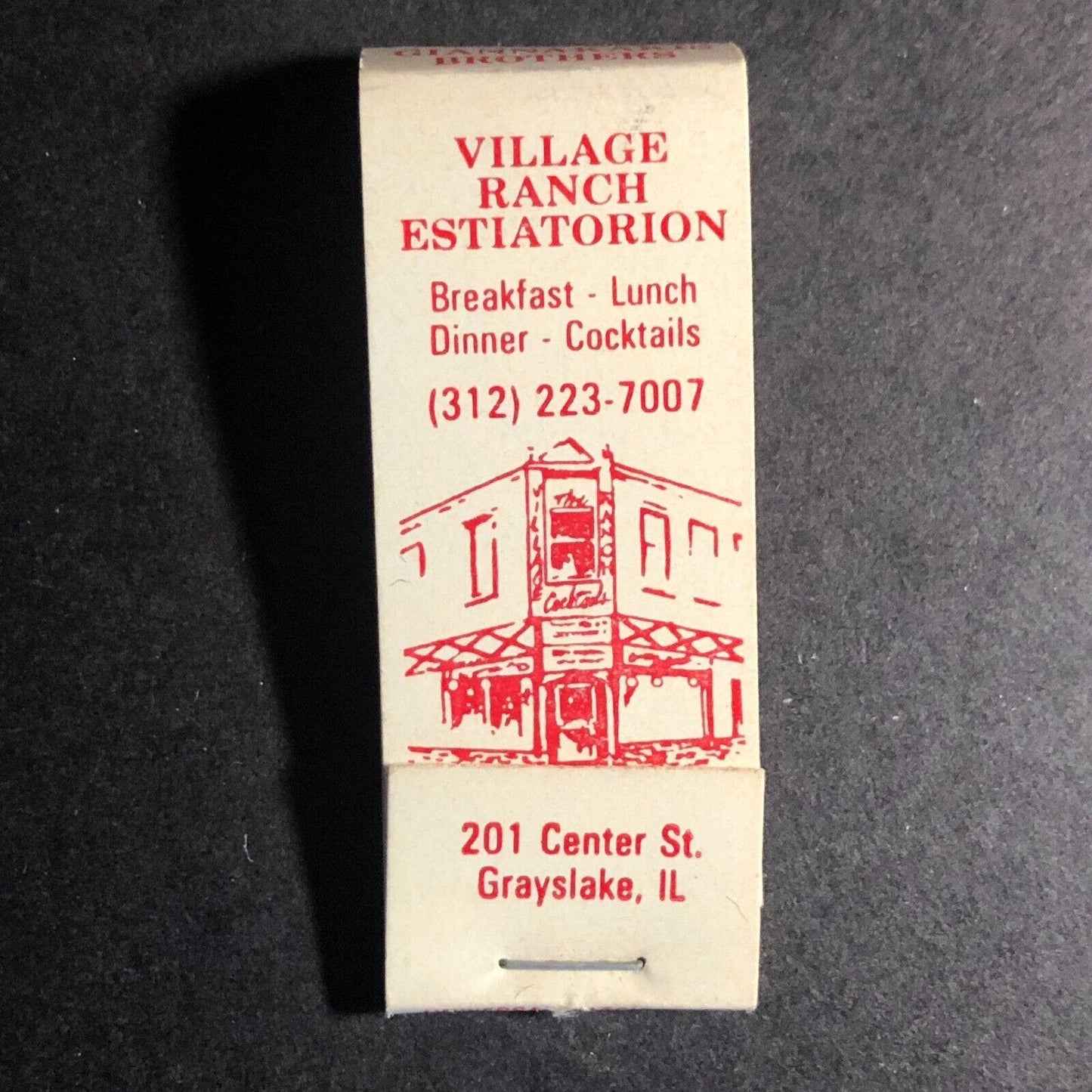 Grayslake, IL Village Ranch Estiatorion Restaurant Matchbook c1970's-80's VGC