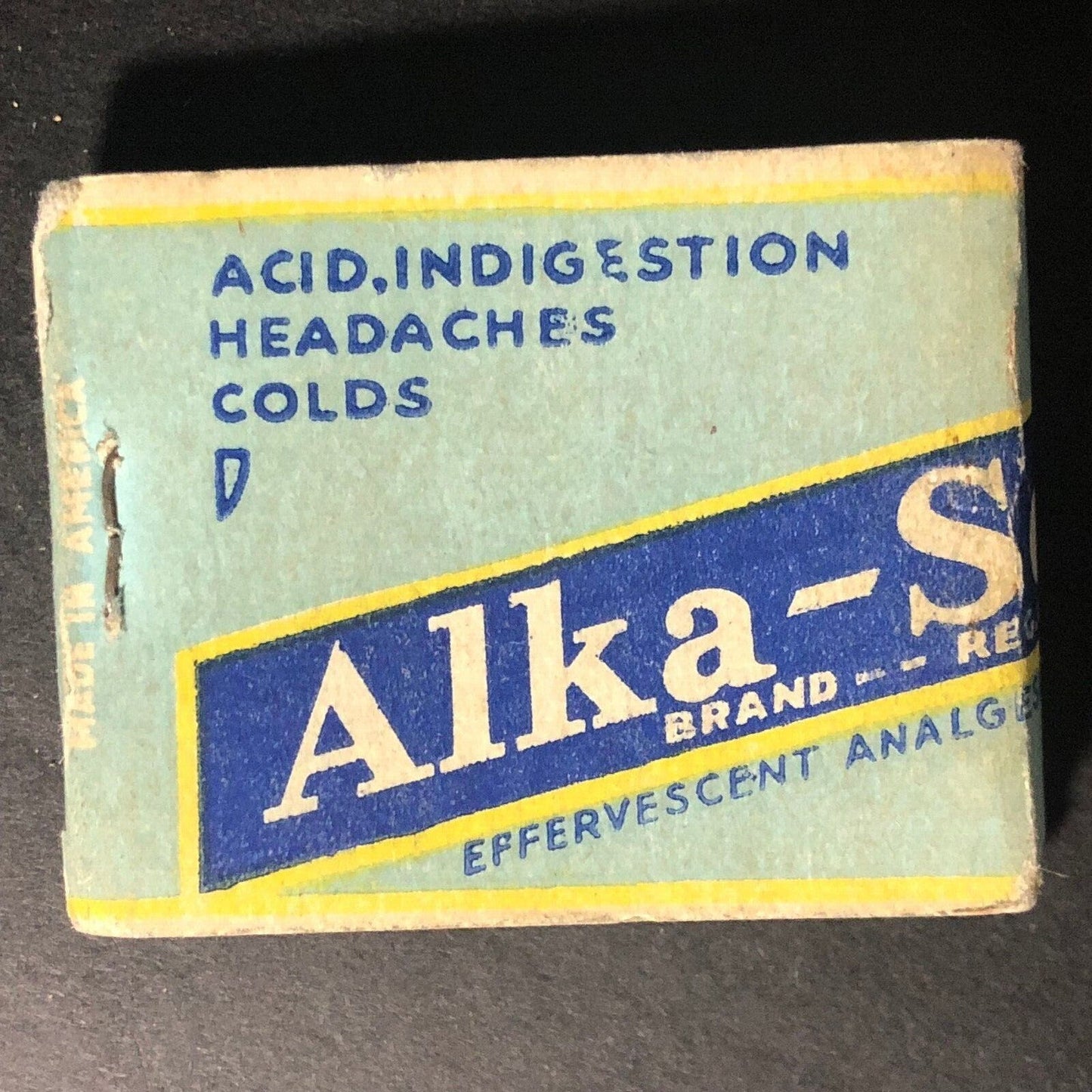 Alka-Seltzer Tablets Matchbook c1940's-50's Full 20-Strike