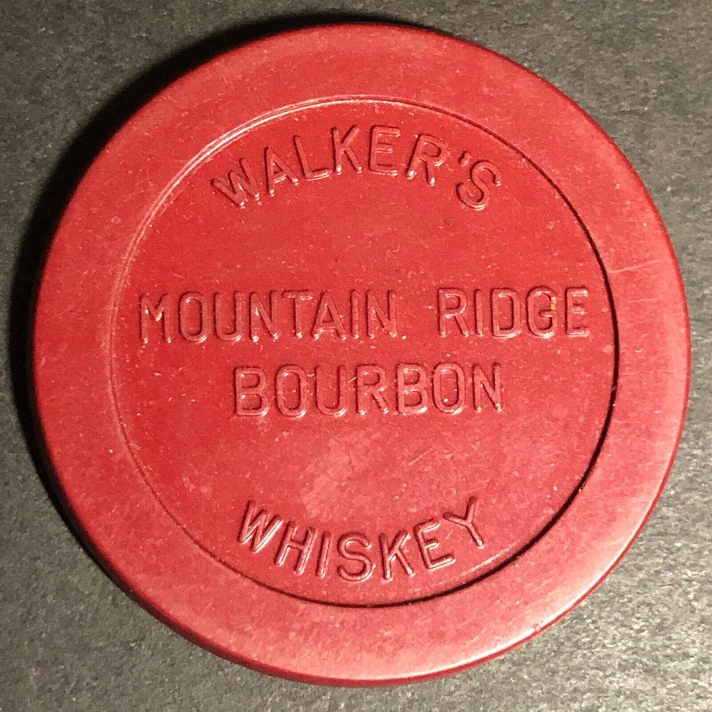Burgundy Walker's Mountain Ridge Bourbon Advertising Poker Chip Eisenstadt