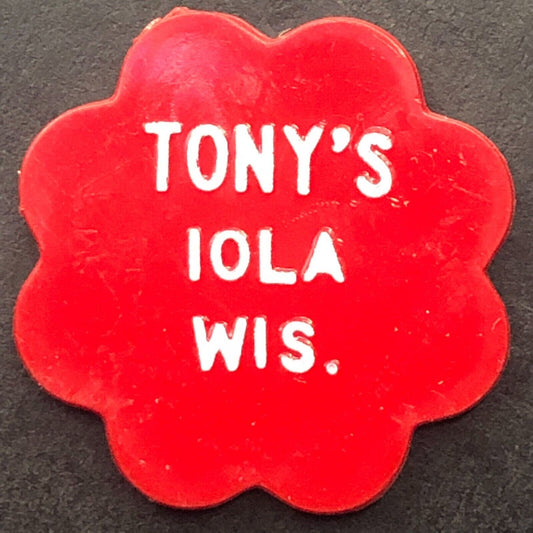Iola, WI "Tony's" Plastic G/F 25¢ In Trade Token 22.5mm c1960's-70's