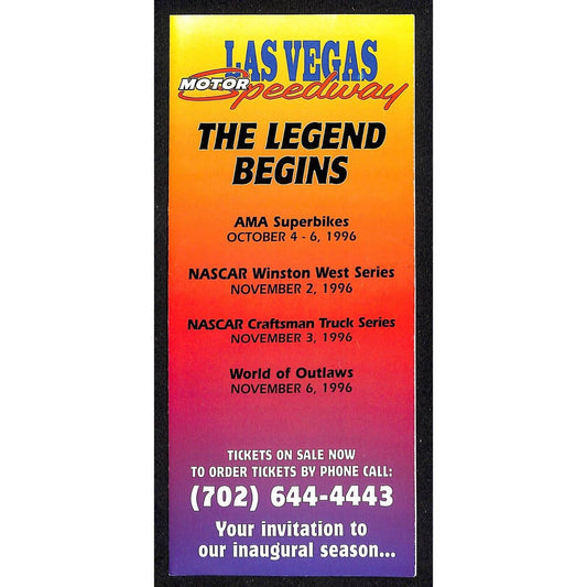 1996 Las Vegas Motor Speedway Superbike Ticket Info Brochure / Chart VGC