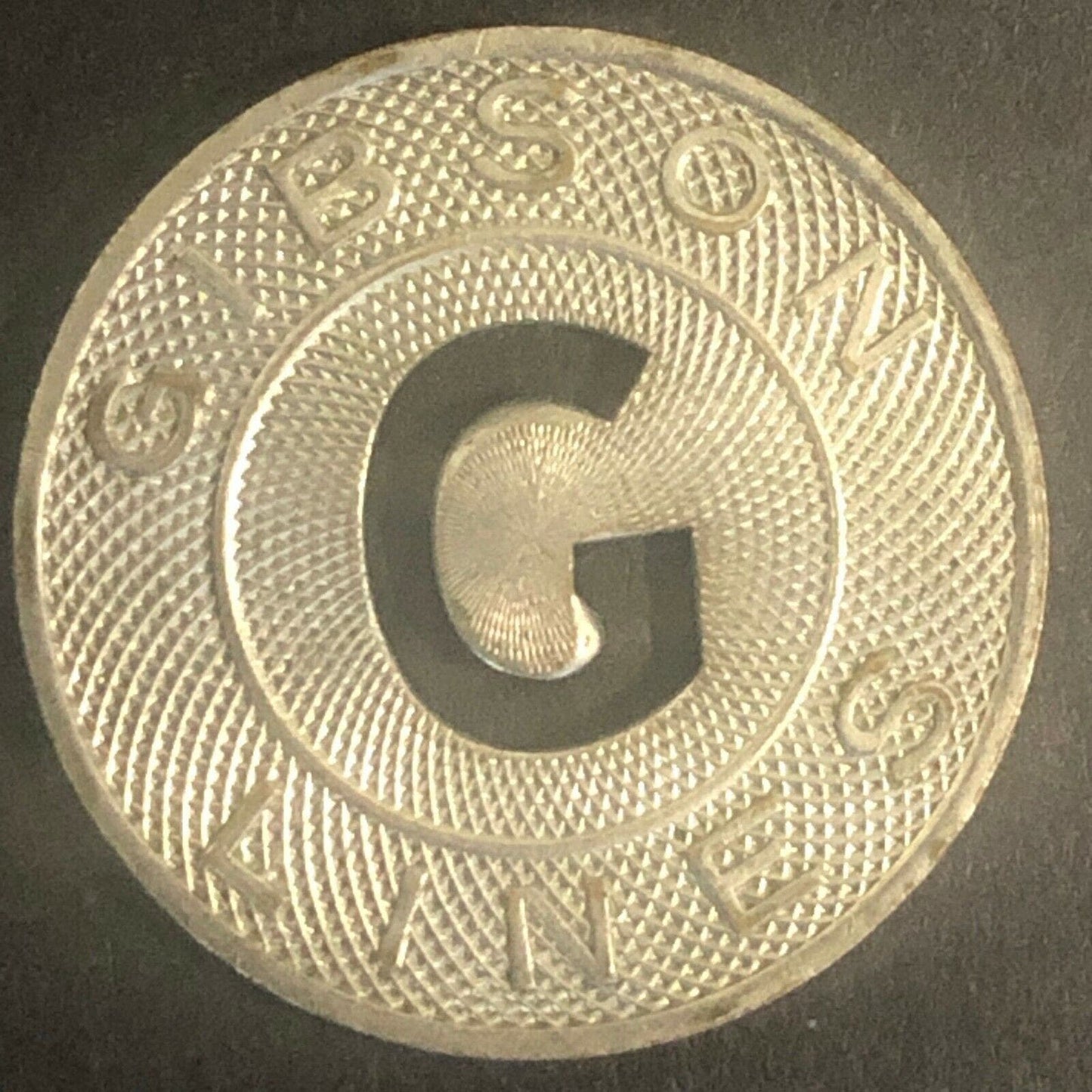 c1950's 23mm Gibson (Bus) Lines Brass G/F Transit Token Sacramento California