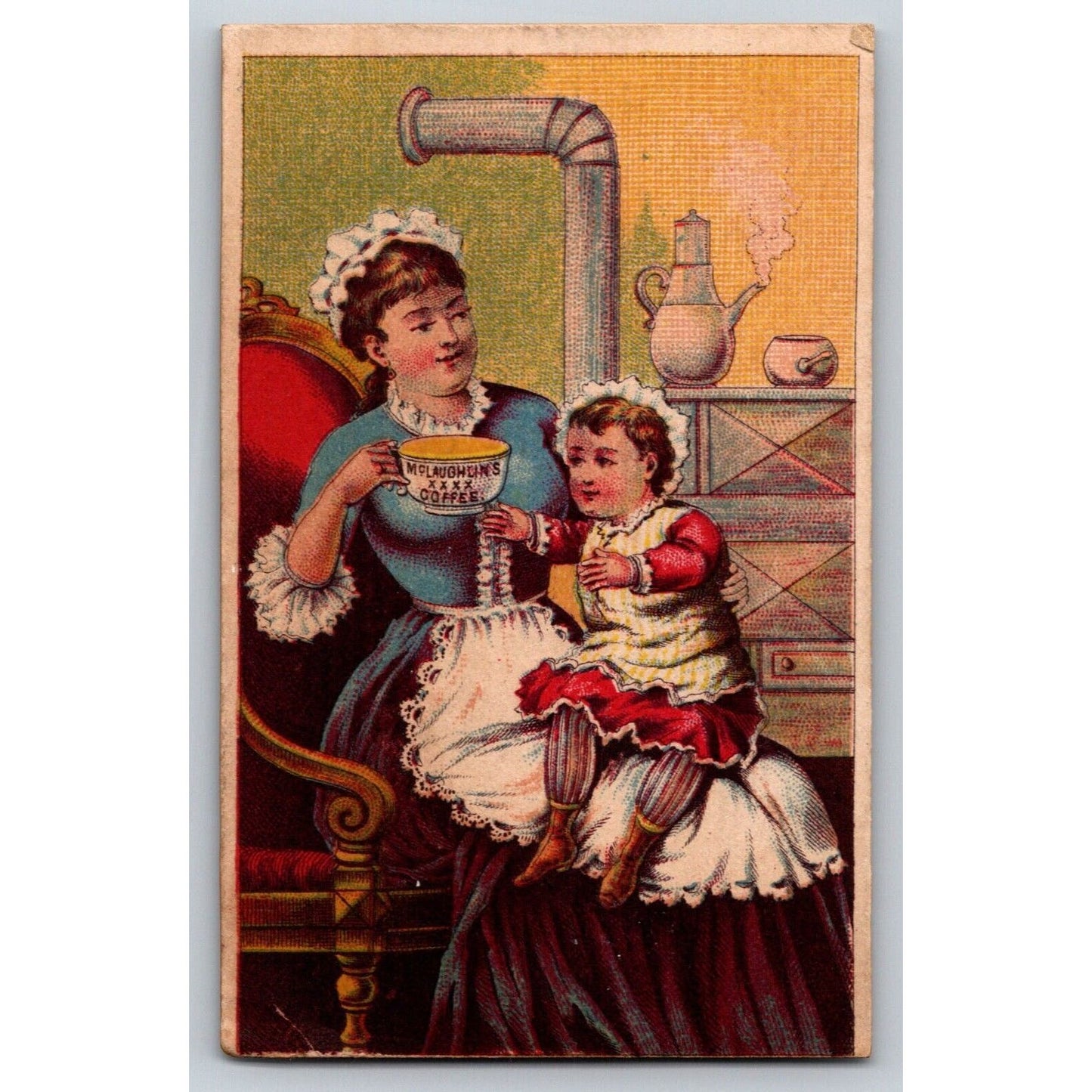 Child Reaches for Mother Cup - Victorian Trade Card McLaughlin's Roasted Coffee