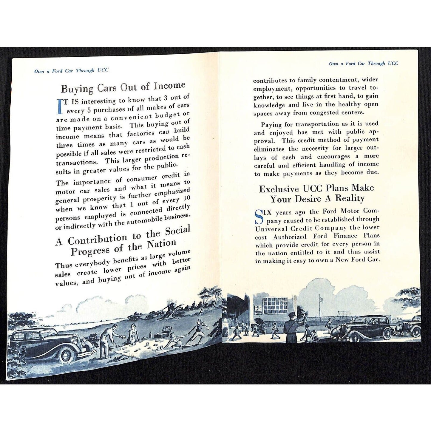 "Own a Ford Car Through UCC" Brochure 8pp & Cover 1934 Chicago World's Fair VGC