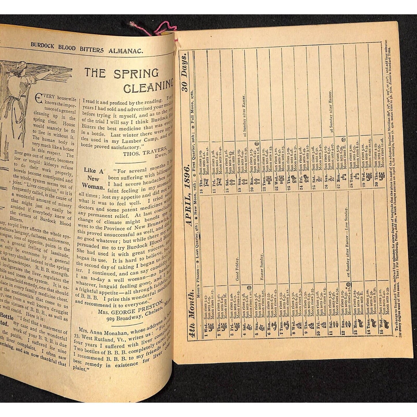 Burdock Blood Bitters 1896 Almanac and Key to Health 32pp VGC