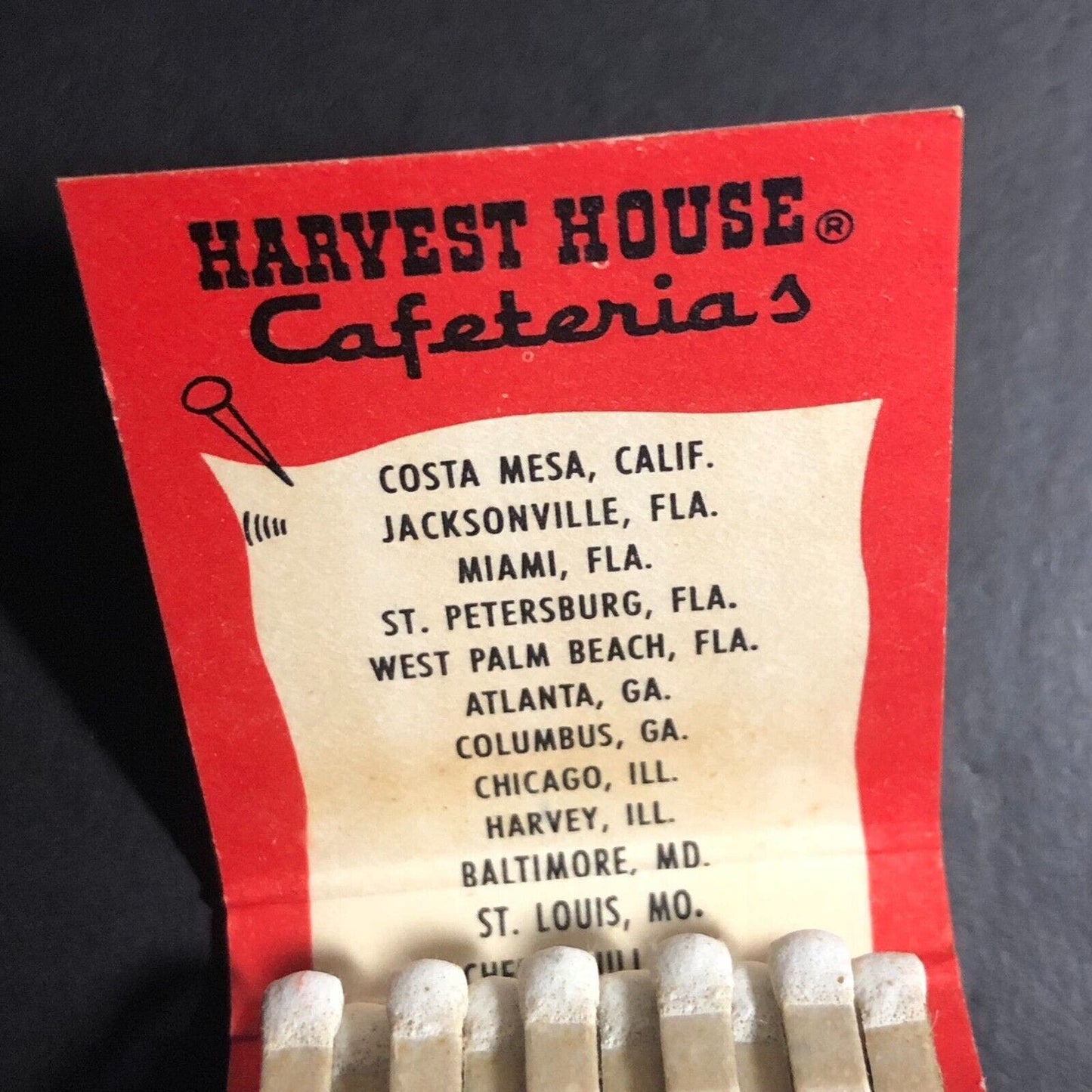 Harvest House Cafeterias (Woolworths) Full Matchbook c1968-73 w/ Chef VGC